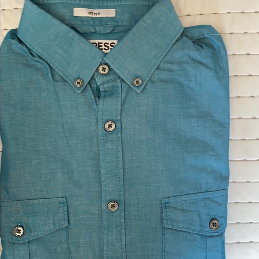 Medium Teal chambray military style express shirt
